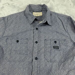 Denim&Suppy RL Shirt Men Medium Blue Mini Floral Allover Print Button Up Pockets